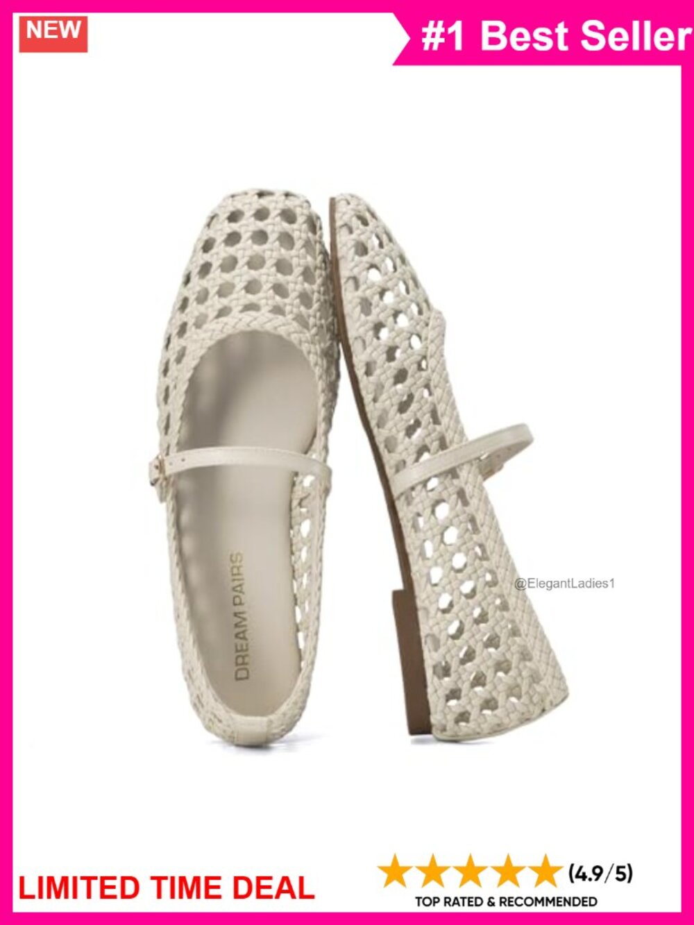 Woven Ballet Mary Jane Flats Square Toe Adjustable Strap Comfort